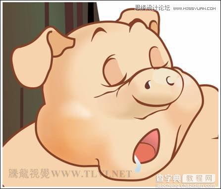 CorelDRAW绘制可爱的泡泡猪在睡觉的卡通插画15