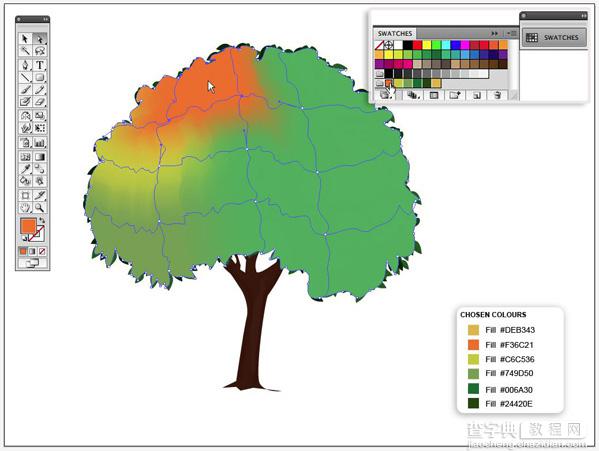 Illustrator CS4鼠绘卡通绿叶子大树36