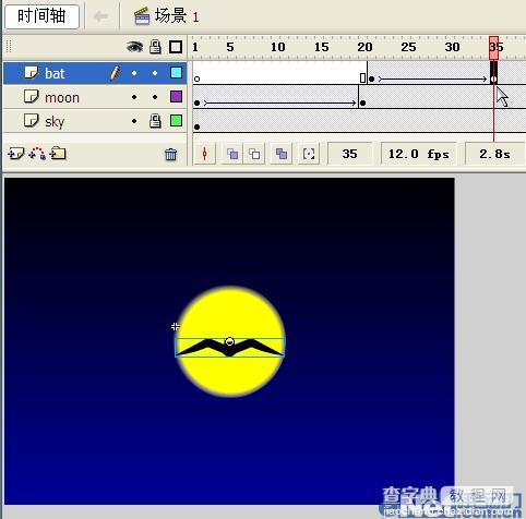 Flash制作蝙蝠在月夜里飞翔的动画21