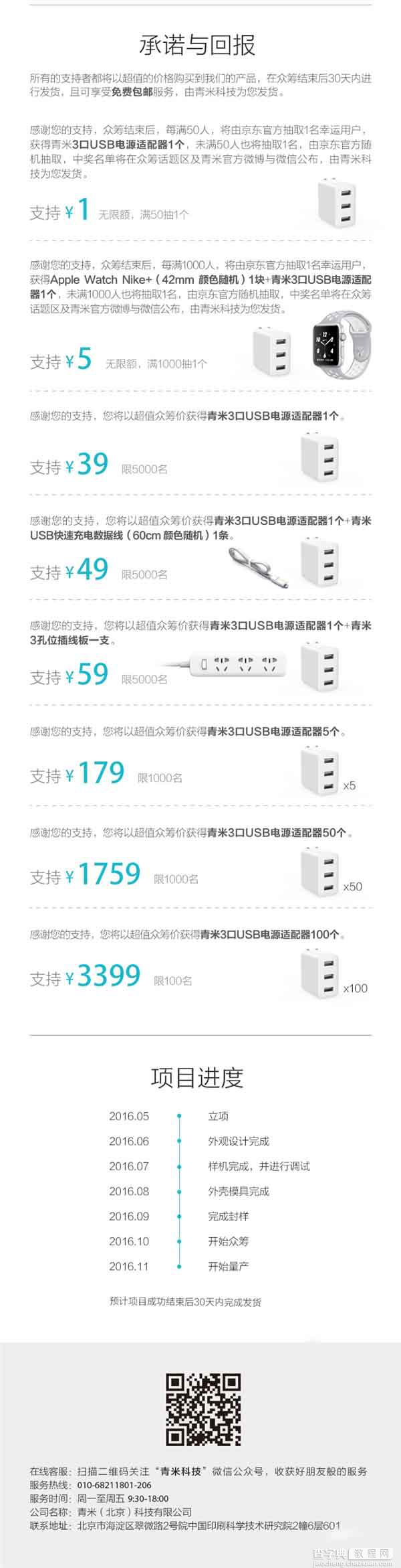 青米推三口USB充电器:39元/无快充5