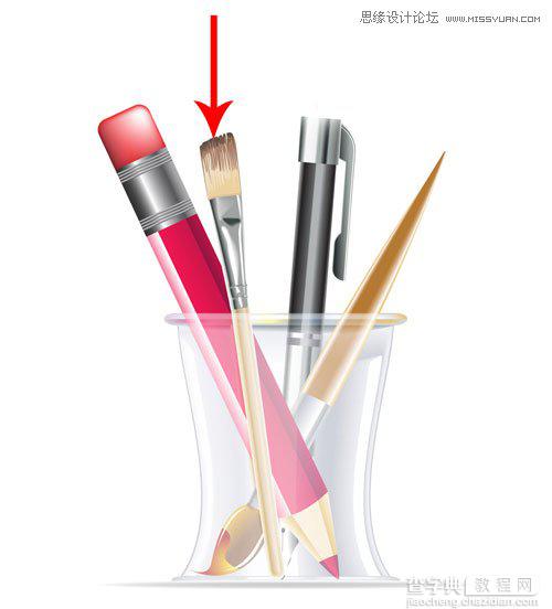教你用Illustrator创建有钢笔和铅笔的逼真笔筒图标教程40