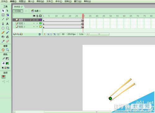FLASH怎么制作一双筷子夹起小球的动画教程?7