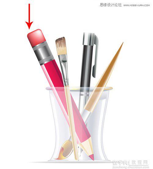 教你用Illustrator创建有钢笔和铅笔的逼真笔筒图标教程26
