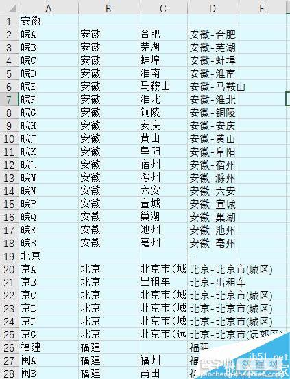 在excel表格中一步统计车辆归属地9