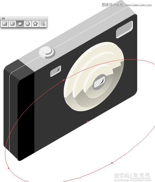 Illustrator教程：绘制卡通时尚的红色数码相机图标22