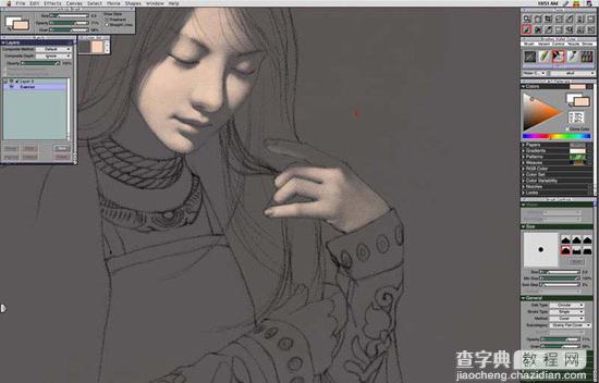 Painter模仿制作“梳洗少女”的插画过程实例教程4