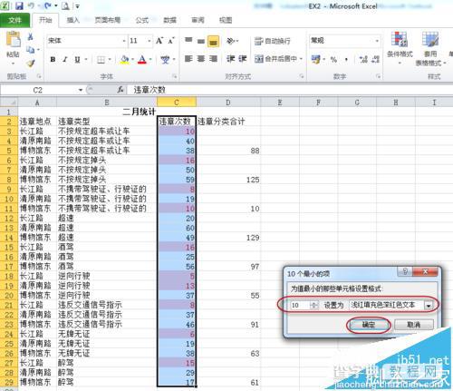 excel怎么使用条件格式筛选出值最小的10项?5