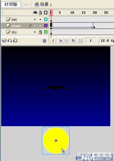 Flash制作蝙蝠在月夜里飞翔的动画20
