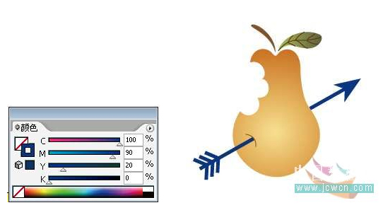 Illustrator鼠绘箭头穿过梨的效果教程23