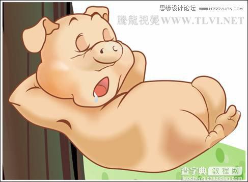 CorelDRAW绘制可爱的泡泡猪在睡觉的卡通插画16