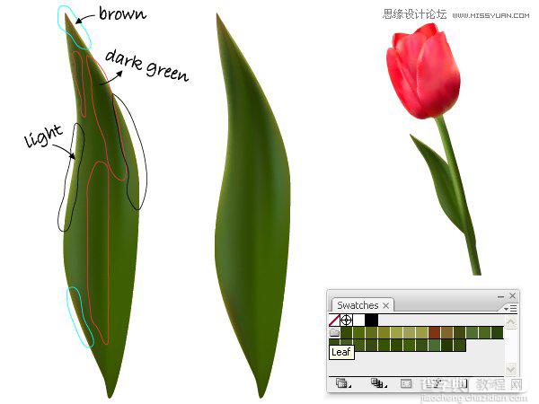 AI渐变网格绘制时尚漂亮的红玫瑰花及花瓶30