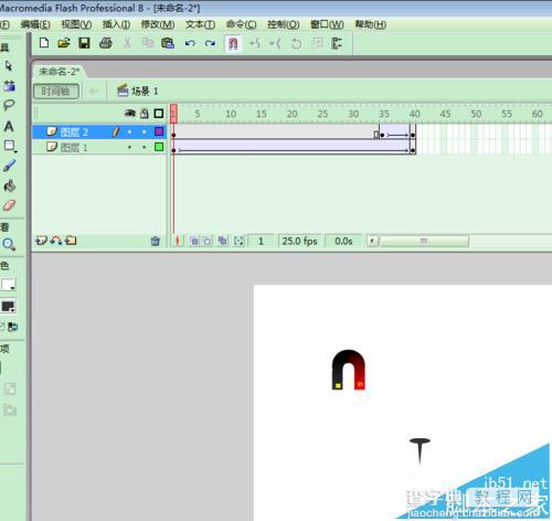 flash怎么制作磁铁吸钉子的动画?12