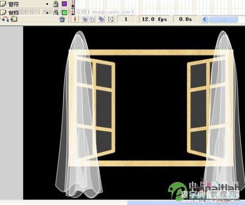 Flash制作白色窗纱随风飘动的音乐动画特效17