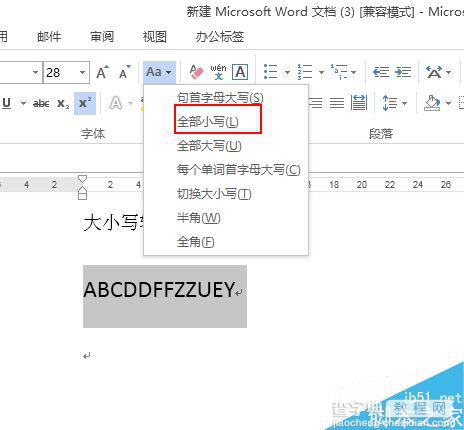 Word里的英文字母大小写怎么转换?2