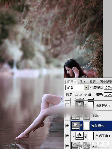 Photoshop将水景人物图片打造唯美的中性红褐色效果教程22