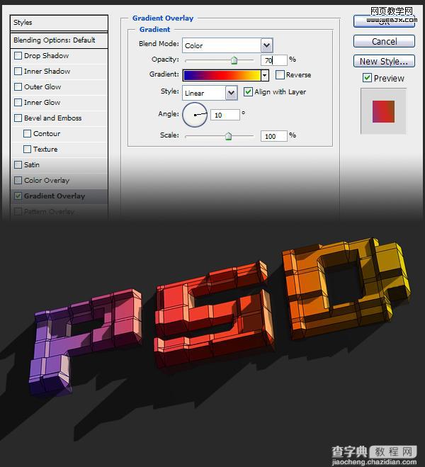 Photoshop 格子纹理立体字教程28