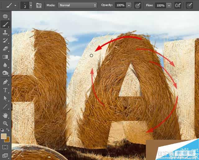 PS打造逼真的金灿灿的麦田草堆3D立体文字效果72