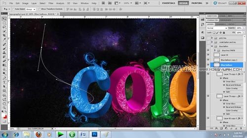 Photoshop 制作绚丽多彩的3D艺术字29