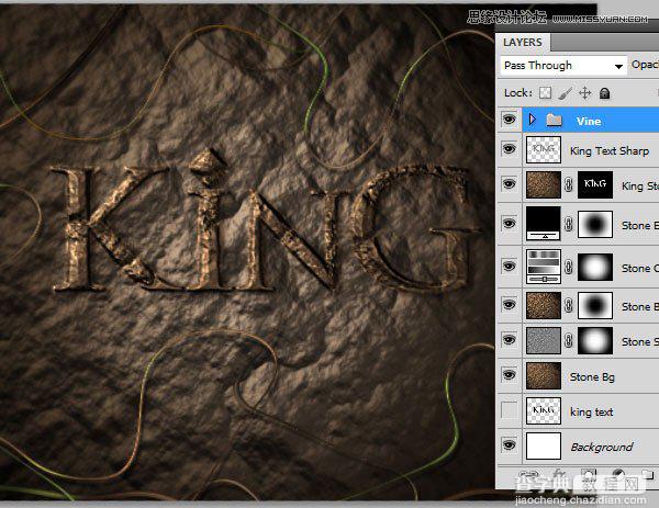 Photoshop制作花藤装饰的岩石字艺术字教程74