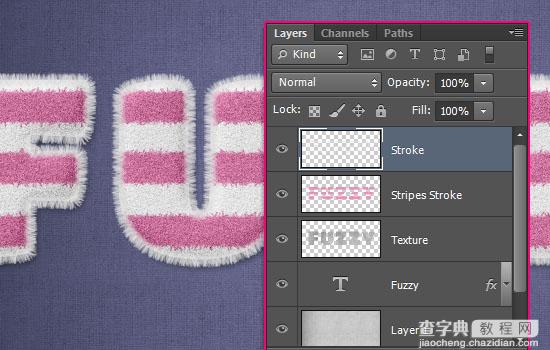 PhotoShop(PS)设计创建可爱的毛茸茸条纹文字效果实例教程31