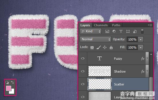 PhotoShop(PS)设计创建可爱的毛茸茸条纹文字效果实例教程40