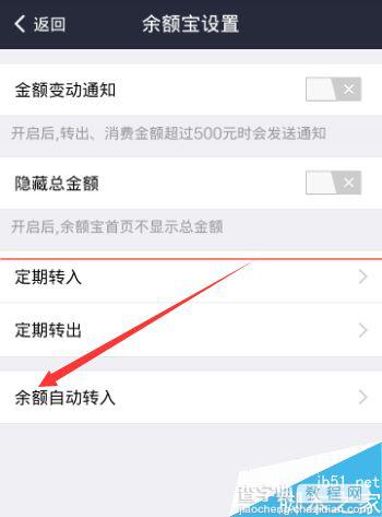 支付宝钱包设置余额自动转入的方法4