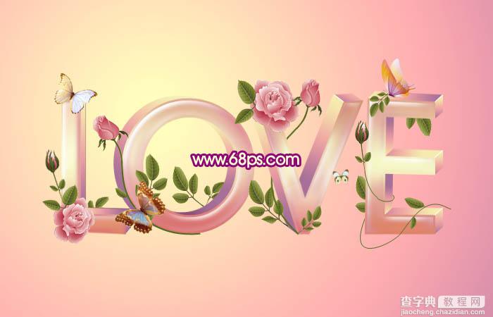 Photoshop打造用漂亮花纹装饰的爱情LOVE立体字26