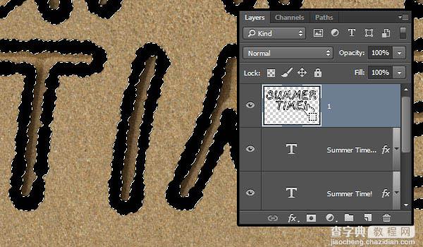 PS利用画笔描边及图层样式制作逼真的创意沙滩划痕字19