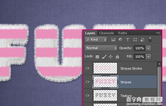 PhotoShop(PS)设计创建可爱的毛茸茸条纹文字效果实例教程29