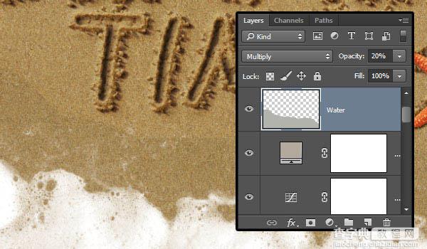 PS利用画笔描边及图层样式制作逼真的创意沙滩划痕字61