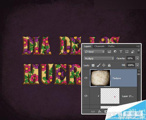 Photoshop制作简易复古的亡灵节万寿菊花朵艺术字教程40
