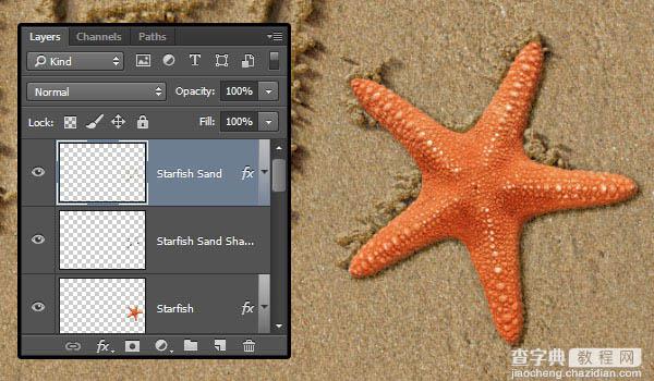 PS利用画笔描边及图层样式制作逼真的创意沙滩划痕字53