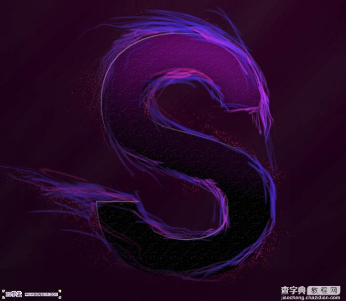 photoshop利用画笔及变形工具手绘制作漂亮的紫色火焰字18