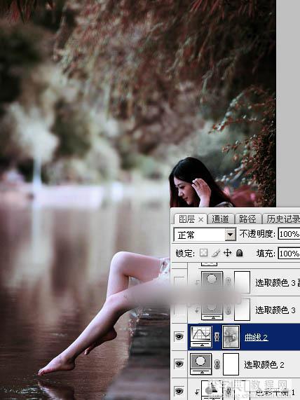 Photoshop将水景人物图片打造唯美的中性红褐色效果教程26