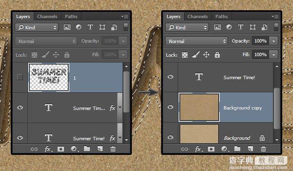 PS利用画笔描边及图层样式制作逼真的创意沙滩划痕字22
