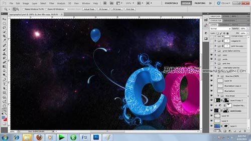 Photoshop 制作绚丽多彩的3D艺术字37