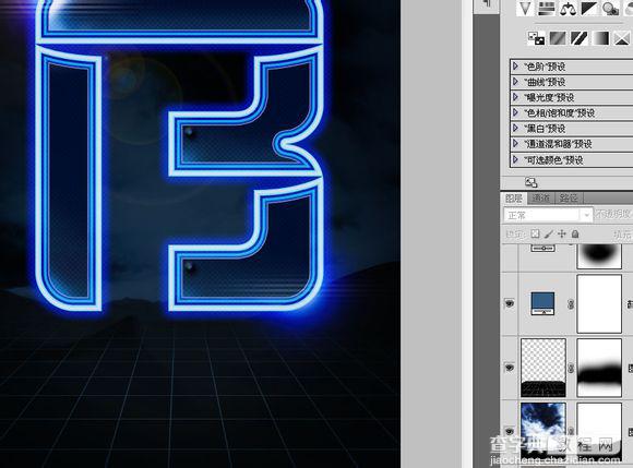 Photoshop中创建超酷的蓝色炫光文字海报43