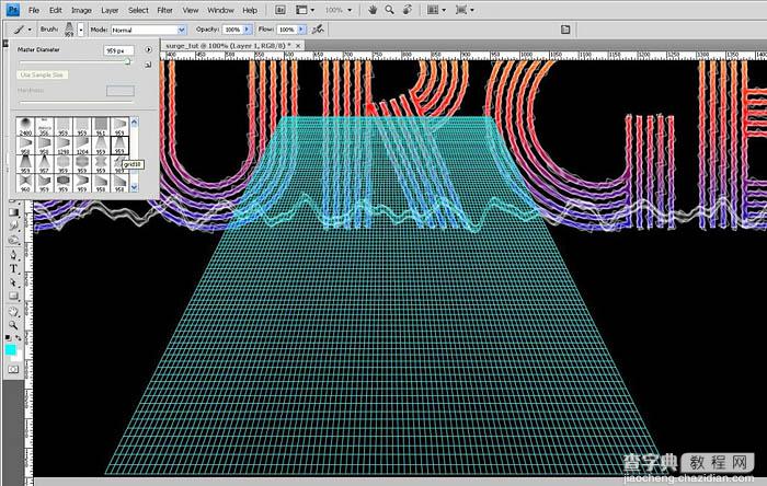 Photoshop利用滤镜及图层样式制作绚丽的波纹字25