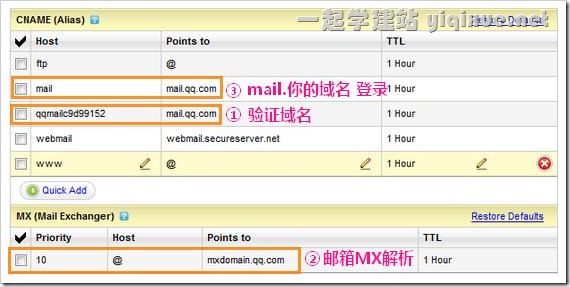 QQ域名邮箱开通及设置图文教程(以GoDaddy域名为例)13