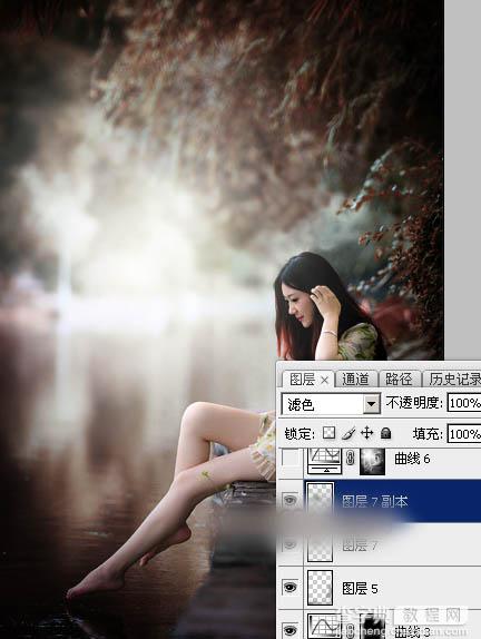 Photoshop将水景人物图片打造唯美的中性红褐色效果教程46