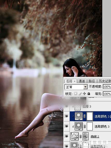 Photoshop将水景人物图片打造唯美的中性红褐色效果教程31