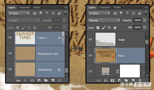 PS利用画笔描边及图层样式制作逼真的创意沙滩划痕字64