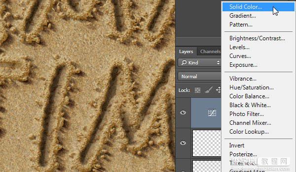 PS利用画笔描边及图层样式制作逼真的创意沙滩划痕字56