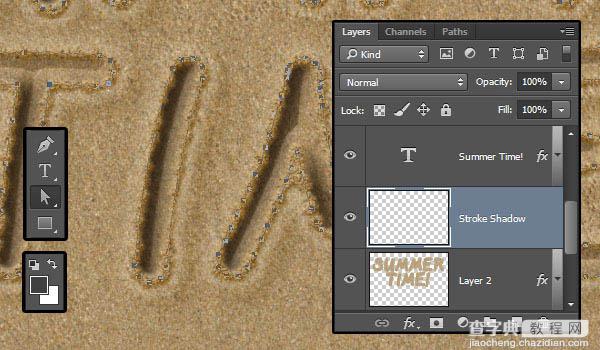 PS利用画笔描边及图层样式制作逼真的创意沙滩划痕字38