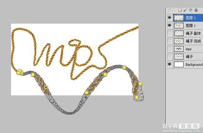 photoshop将利用CS5操控变形工具把绳子扭曲成想要的文字效果16