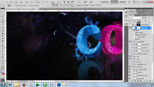 Photoshop 制作绚丽多彩的3D艺术字36