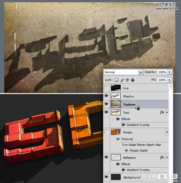 Photoshop 格子纹理立体字教程29