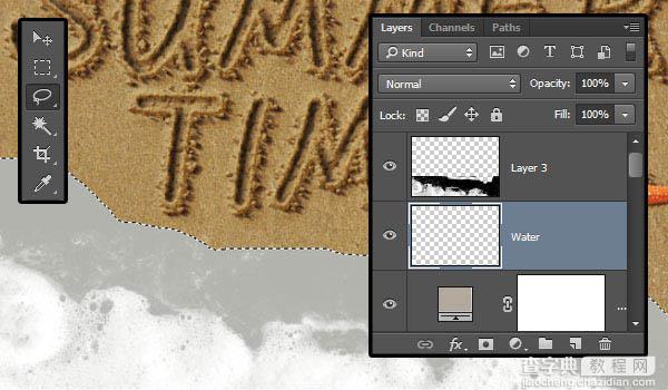 PS利用画笔描边及图层样式制作逼真的创意沙滩划痕字60