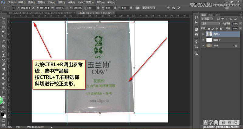 PS电商化妆品面膜包装袋后期修图详解5