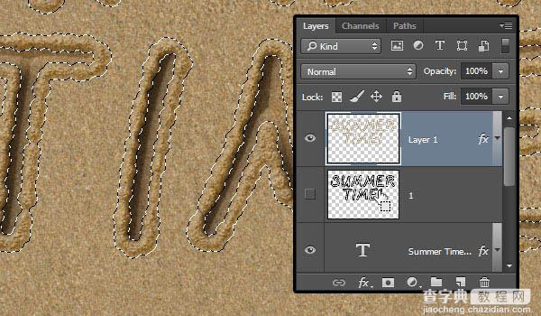 PS利用画笔描边及图层样式制作逼真的创意沙滩划痕字28